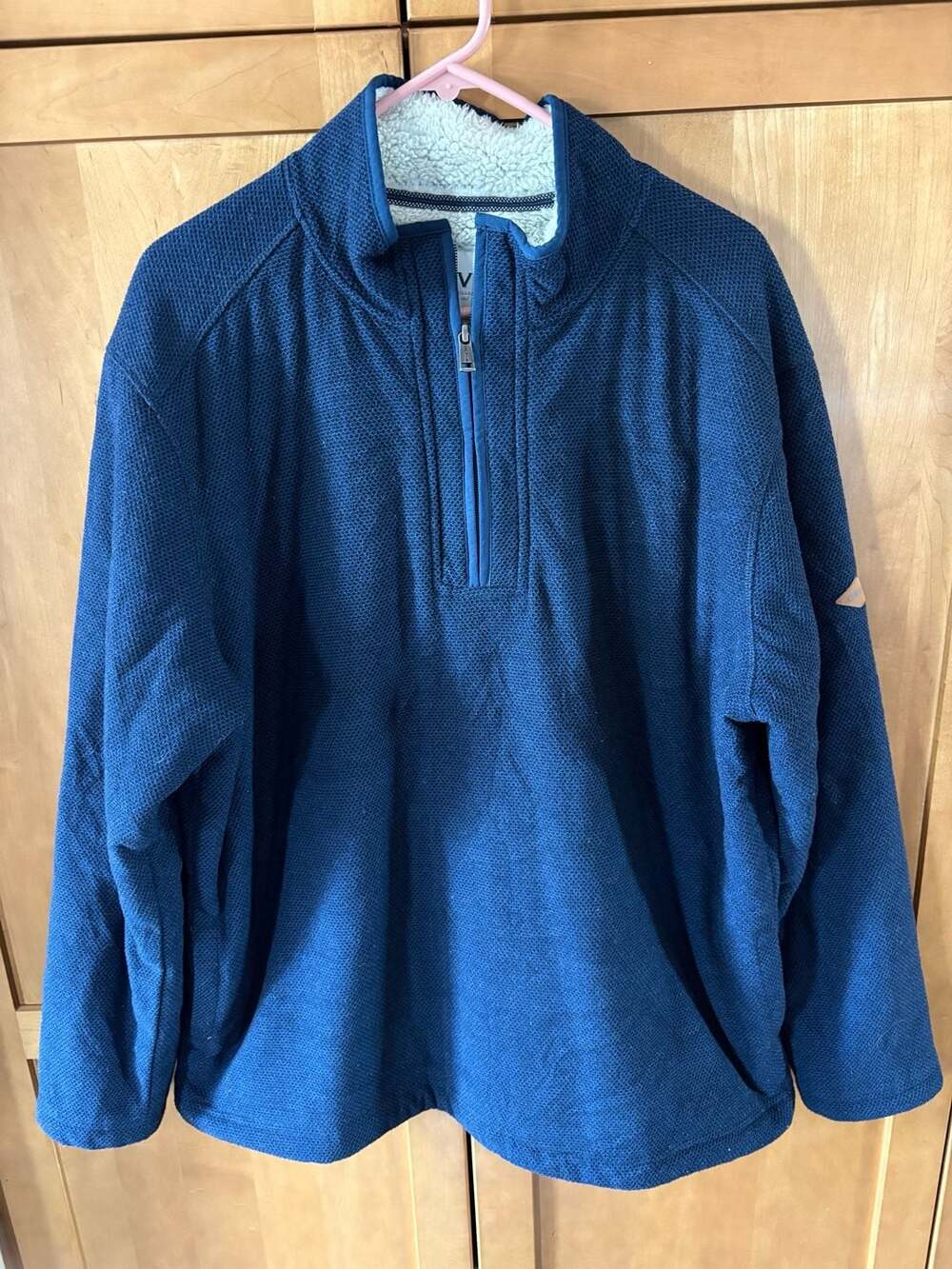 Orvis Heavyweight Sherpa Lined Quarter Zip Fleece Pullover Blue Men's XL